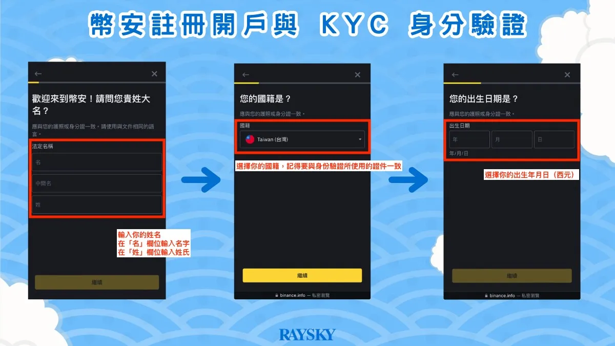 幣安註冊開戶步驟三：KYC 身分驗證實名流程